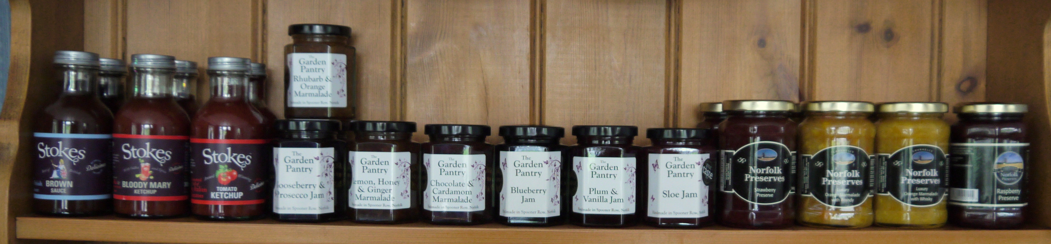 range of local sauces, jams and marmalade